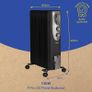 2kW Oil Filled Radiator, 9 Fin Portable Electric Heater - Black, Adjustable Thermostat, Safety Cut-Off, 20 m sq Room Image 3