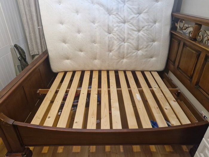 Bed. King size. Oak or cherrywood.  Antique.