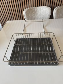 Dish Drainer Kitchen Drying Rack with Drip Tray Steel Holder
