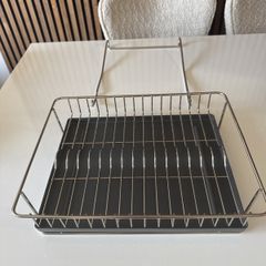 Dish Drainer Kitchen Drying Rack with Drip Tray Steel Holder