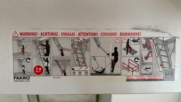 Used Fakro Loft Ladder/Attic Stairs 55x120 LTK Energy Saver 280cm Floor To Ceiling, 66mm Insulated Hatch