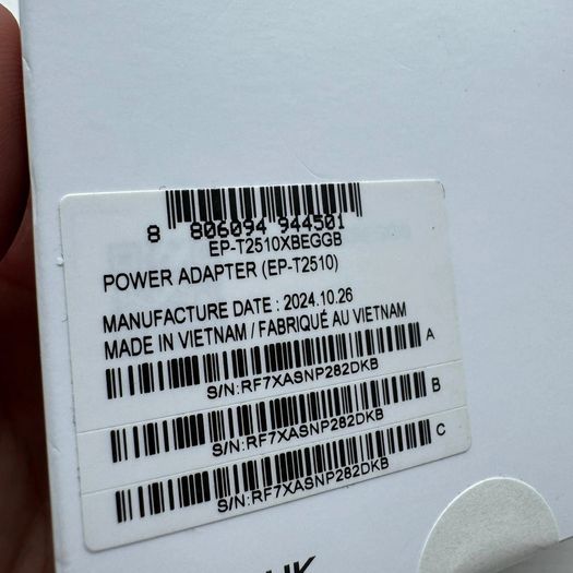 Original Fast Charger Samsung 25W USB C UK Mains Charger with USB C to C Cable Black/ New