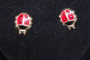 Vintage 14ct Solid Gold Ladybird Stud Earrings Childrens Professionally Tested
