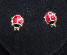 Vintage 14ct Solid Gold Ladybird Stud Earrings Childrens Professionally Tested