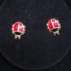 Vintage 14ct Solid Gold Ladybird Stud Earrings Childrens Professionally Tested