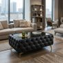 Chesterfield Coffee Table Velvet Rectangle 83x63x45cm with Glass Image 9