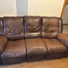 Leather 3 seat recliner sofa