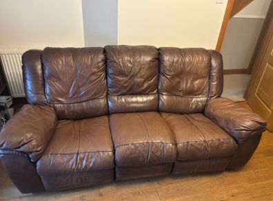 Leather 3 seat recliner sofa