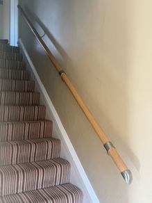 3.6m Solid Oak Staircase Handrail Brushed Metal Fittings