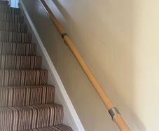 3.6m Solid Oak Staircase Handrail Brushed Metal Fittings
