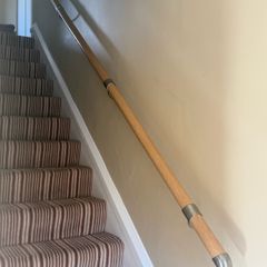 3.6m Solid Oak Staircase Handrail Brushed Metal Fittings