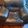 Chocolate Brown Leather Sofas x 3 & Chair Image 5