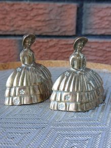 Vintage Crinoline Lady Solid Brass Table Bells x 2