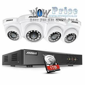 27422 ANNKE 4CH H.265 + 5MP Lite CCTV System DVR 4pcs Dome Cameras 2.0MP IR Night Vision Security White