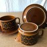 Hornsea Heirloom Brown Pottery Sauce Boat and Saucers Image 3