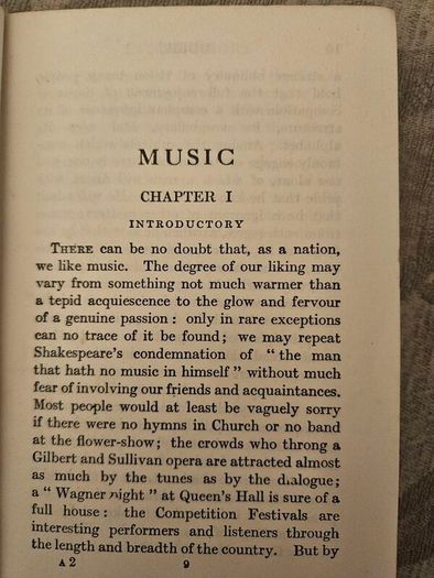 Music By Sir W. H. Hadow. The Home University Library.  1932 First Edition Hardback In Good Condition.  See Photos For Same.
