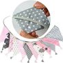 FREE P&P Fabric Bunting Banner with Tassel, 3.3M Double Sided Cotton Tassel Banner with 12 Pink Triangle Pennants, Vintage Cloth Garlands for Nursery Bedroom Playhouse Decoration Image 4