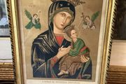 Antique Our Lady of Perpetual Help Framed Print - Late 19thC Wood Back