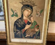 Antique Our Lady of Perpetual Help Framed Print - Late 19thC Wood Back