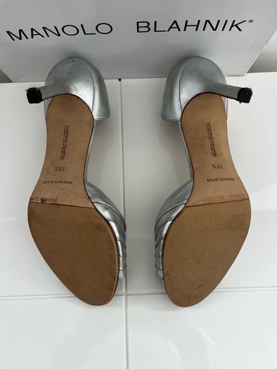 Manolo Blahnik Carrie silver shoes