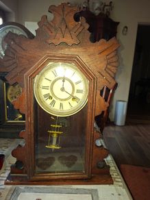 Antique Victorian 19th century AMERICAN GINGERBREAD CLOCK made by Ansonia Buffalo Postage Available,