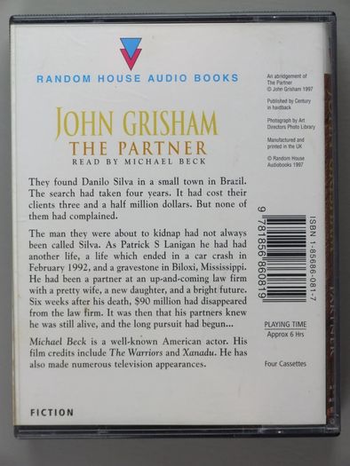 4 Thriller Audiobook Cassette Tapes. John Grisham, Stephen King, Erich Segal