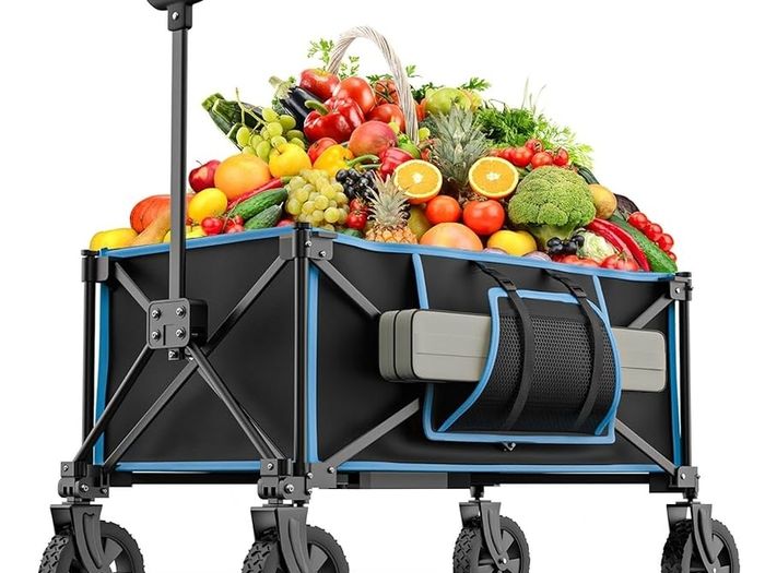 Festival Trolley on Wheels, Morpilot Folding Camping Cart 150L Foldable Garden Wagon with Adjustable Handle Collapsible Foldable Trollys for Beach Picnic Shopping Fishing Outdoor