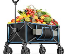 Festival Trolley on Wheels, Morpilot Folding Camping Cart 150L Foldable Garden Wagon with Adjustable Handle Collapsible Foldable Trollys for Beach Picnic Shopping Fishing Outdoor