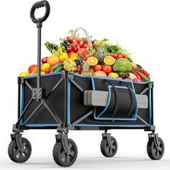 Festival Trolley on Wheels, Morpilot Folding Camping Cart 150L Foldable Garden Wagon with Adjustable Handle Collapsible Foldable Trollys for Beach Picnic Shopping Fishing Outdoor