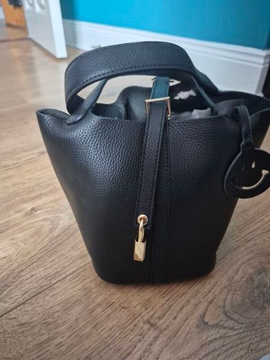 Small real leather picotin style bag