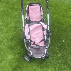 dolls pink twin pram