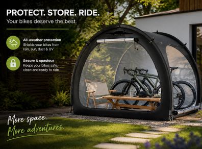 Outdoor Bike Storage Tent Fan-Shaped Waterproof Bike Tent for 4 to 5 Bikes