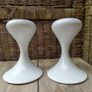 white enamel candleholders, space age candle holder Image 6