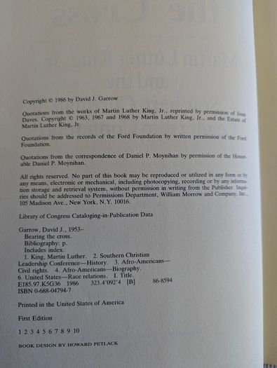 Bearing the Cross - Martin Luther King Jr - David J. Garrow - 1986 First Edition