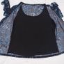Roman Blue Black Abstract Printed Ruffle Trim Cardigan Top 14UK/42EU Image 3