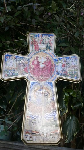 Cross. Crucifix Jesus Christ Decoupage Crucifix Wooden Scenes of His Life wall 15,4" x 11"