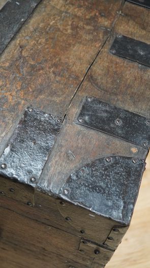 Antique Iron-Bound Oak Trunk / Valuables Chest, c.1780-1820