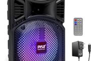 Wireless Bluetooth Party Speaker, PA Speaker System300W Rechargeable Outdoor, Portable System w 8 Subwoofer 1 Tweeter, Loudspeaker w/Lights, Mic &amp; Guitar Port, USB/Radio, with Remote