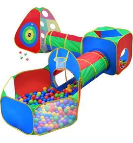 5Pc Kids Ball Pit Tents And Tunnels, Toddler Jungle Gym Play Tent With Play Crawl Tunnel Toy, Pit Balls Not Included, Indoor Outdoor Gift, Target Game W/ 4 Dart Balls (FREE POSTAGE)