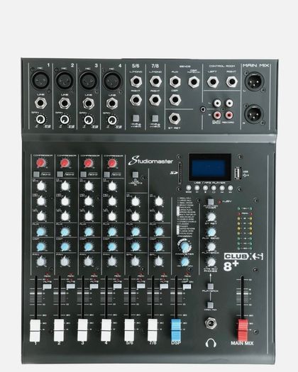 dj speakers mixer radio microphone