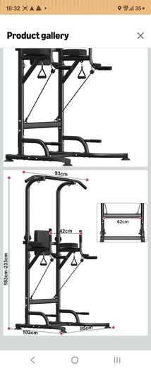 Power Tower Pull-Up & Dip Station for Home Gym - Adjustable Height Range, 330LBS Capacity with Anti-Slip Suction Cups H-Steel Base Power Rack