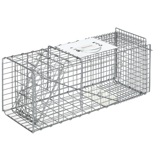 Folding capture cage trap for small animals like rats and mice - 2 doors handle 66 x 24 x 30.5 cm grey steel