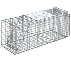 Folding capture cage trap for small animals like rats and mice - 2 doors handle 66 x 24 x 30.5 cm grey steel
