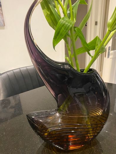 Contemporary large very heavy  studio glass vase