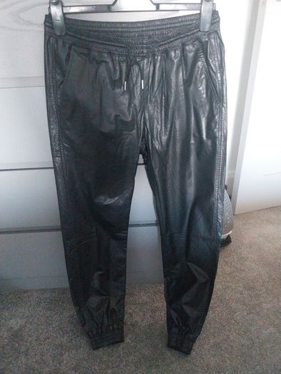 Zara Black Leather look trousers