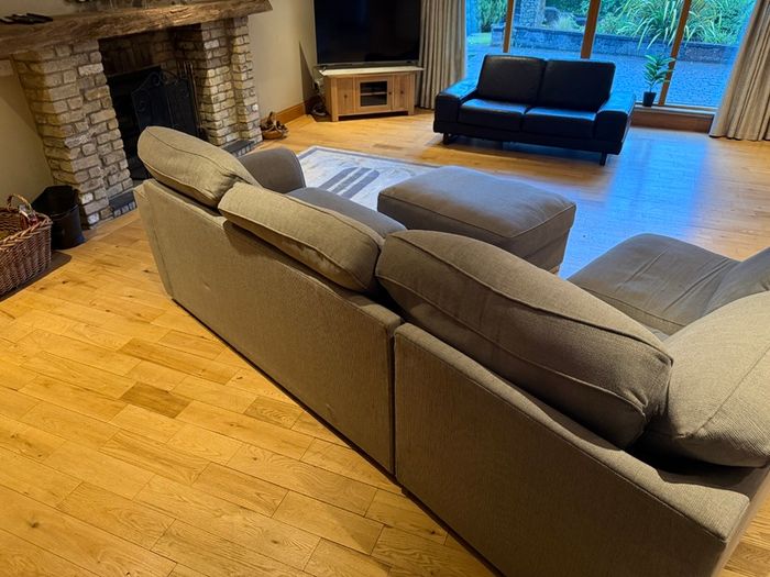 FREE Large Grey Corner Sofa with Matching Footstool