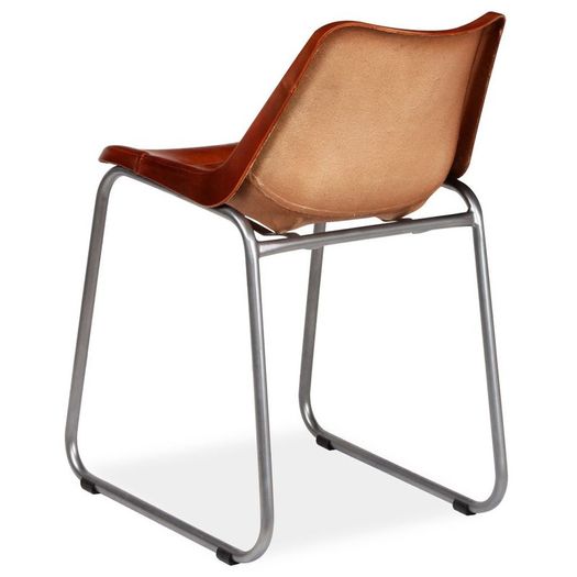 Dining Chairs 6 pcs Brown Real Leather