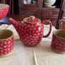 Nicholas Mosse Red lawn first quality tea pot and 2 large mug set Image 4