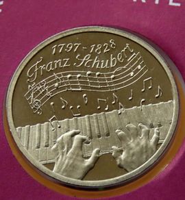 Franz Schubert vintage ecu proof coin & stamp cover 1997