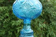 Vintage Blue Table Oil Lamp 10"